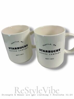 STARBUCKS Set of 2 Mugs Coffee Cups Circa 2016 Collection Retired Rare Classic